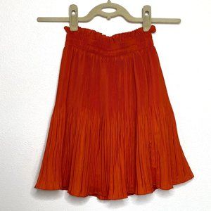 NEW H&M Bright Orange Pleated Mini A-Line Skirt